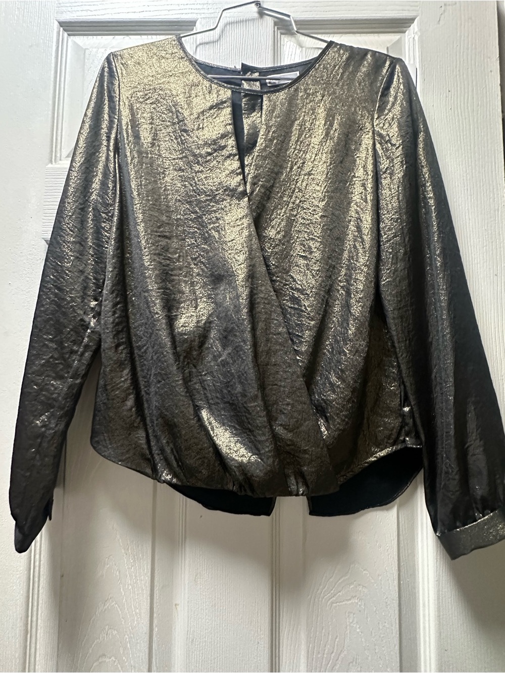 Chelsea28 Metallic Bronze Wrap-Front Top
